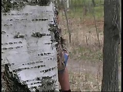 Teen peeing near the forest road Part 4