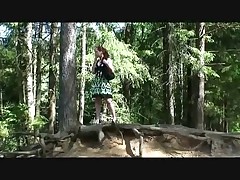 Girlie takes withdraw her women's knickers and urinates in park Part 2
