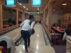 I was in bowling go wool-gathering day in a big city. I choose a hidden place at the bar and started to continue people playing. Among them was a real treasure - very beautiful girl in skinny jeans. She was there with her boyfriend, but this fact never stopped me. I kn