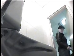 Both young and mature women filmed in a public restroom Part 1