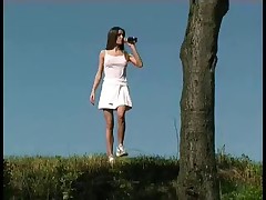 Teen peeing near the swimming-pool Part 2