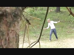 Perverted young flasher teen pisses in forest Part 1