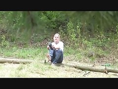 Slim teenage nudist chick caught peeing in bush Part 4