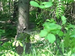 Chubby teen gets spycammed while peeing in the bushes Part 1