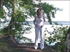 Redhead outdoor enthusiast pissing near the lake Part 1