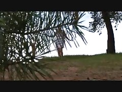 Down in the mouth naked lass takes a quick leak on her way home Part 1