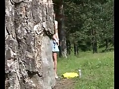 Brunette gets out of be imparted to murder car to empty her bladder Part 4